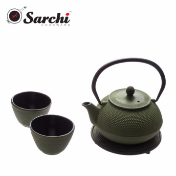 Popular Cast Iron Enamel Teapot 0.8L With Round Trivet